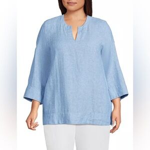 Lands End Linen Split Neck Tunic Size S